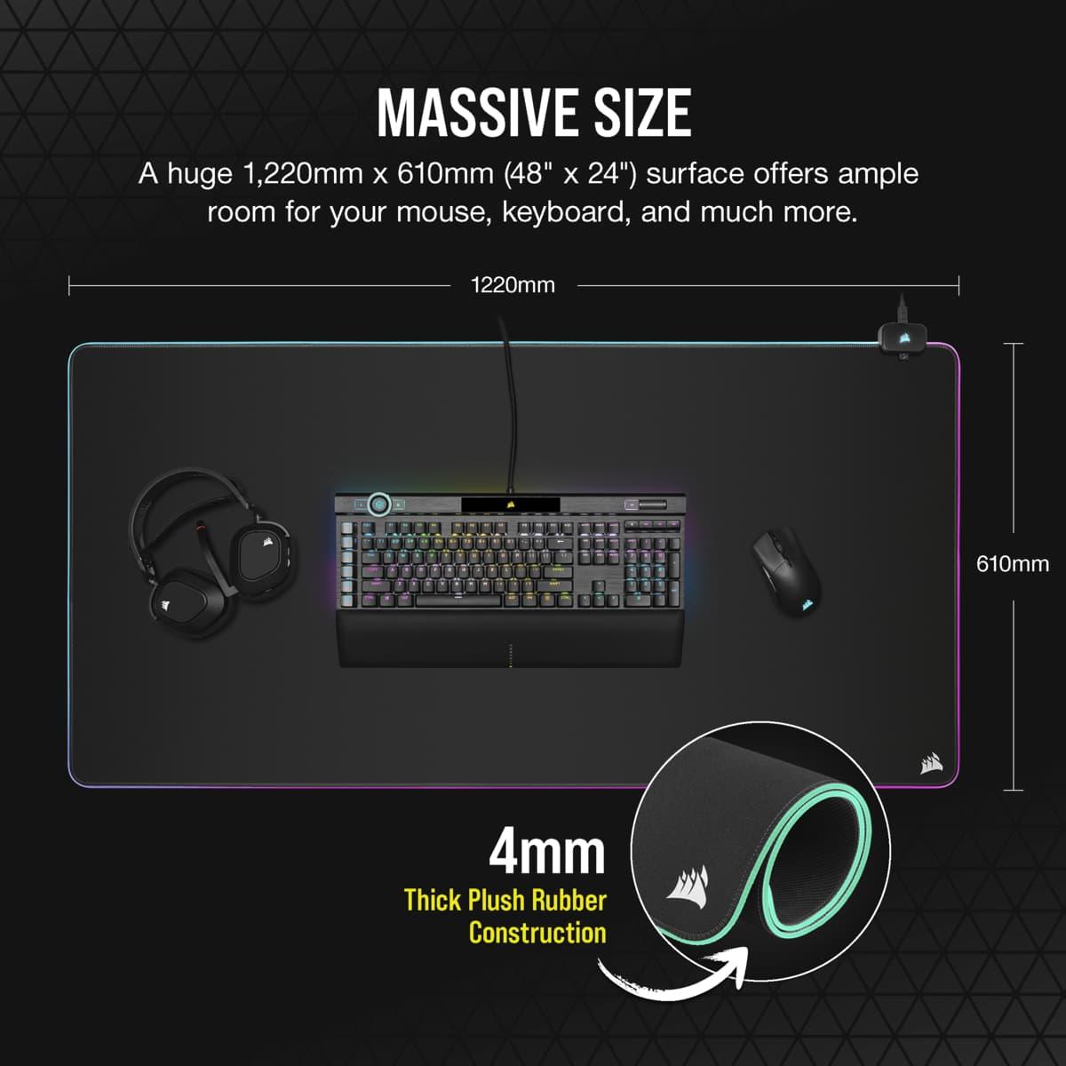 Corsair Extended Mouse Pad RGB Border 3 Zone Extended Black