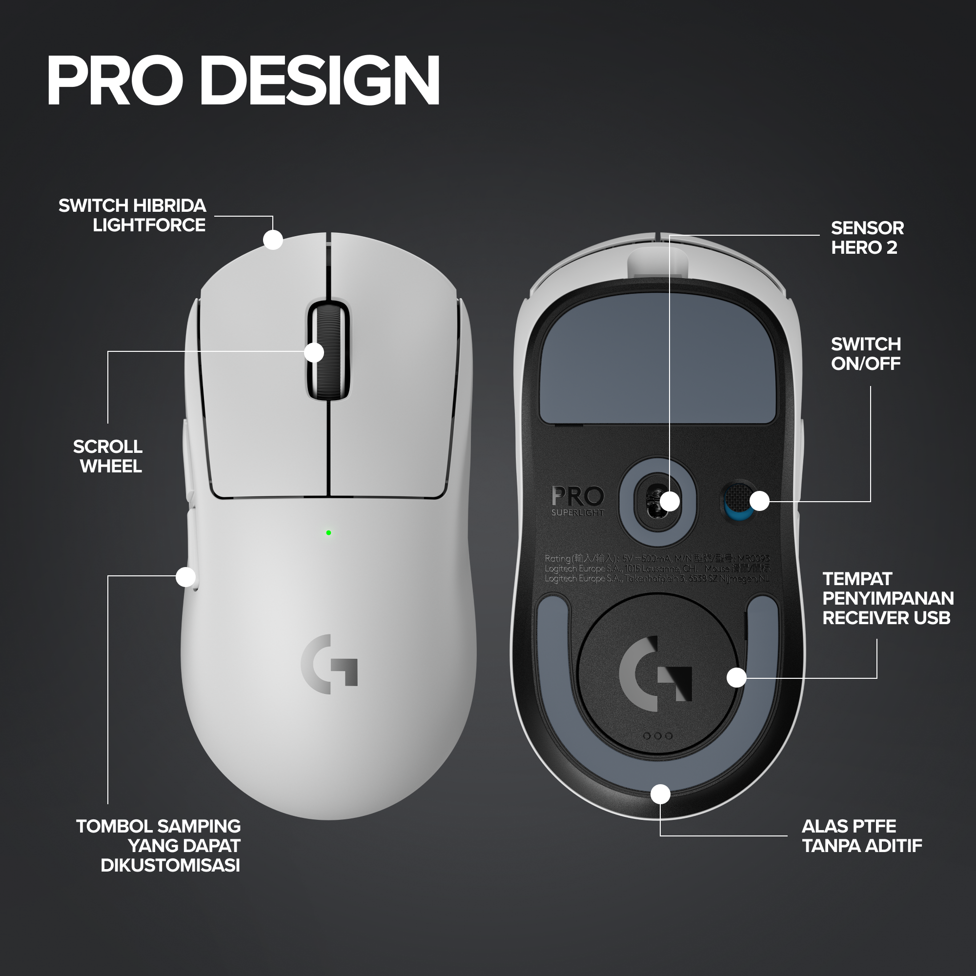 Logitech G Wireless Mouse HERO 2 Sensor 32K 60g White